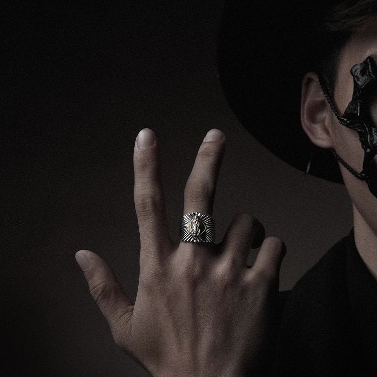 Christianartworkshop Ring „Unsere Liebe Frau“ aus 925er Sterlingsilber, klassisch und Vintage – Finden Sie in der Hingabe grenzenlose Hoffnung - image 1