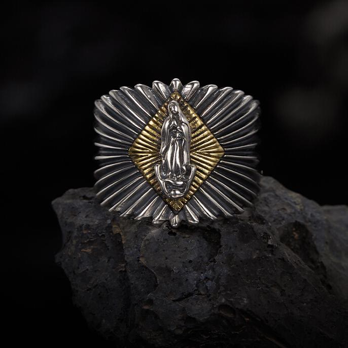 Christianartworkshop Ring „Unsere Liebe Frau“ aus 925er Sterlingsilber, klassisch und Vintage – Finden Sie in der Hingabe grenzenlose Hoffnung - Unsere Liebe Frau - image 1