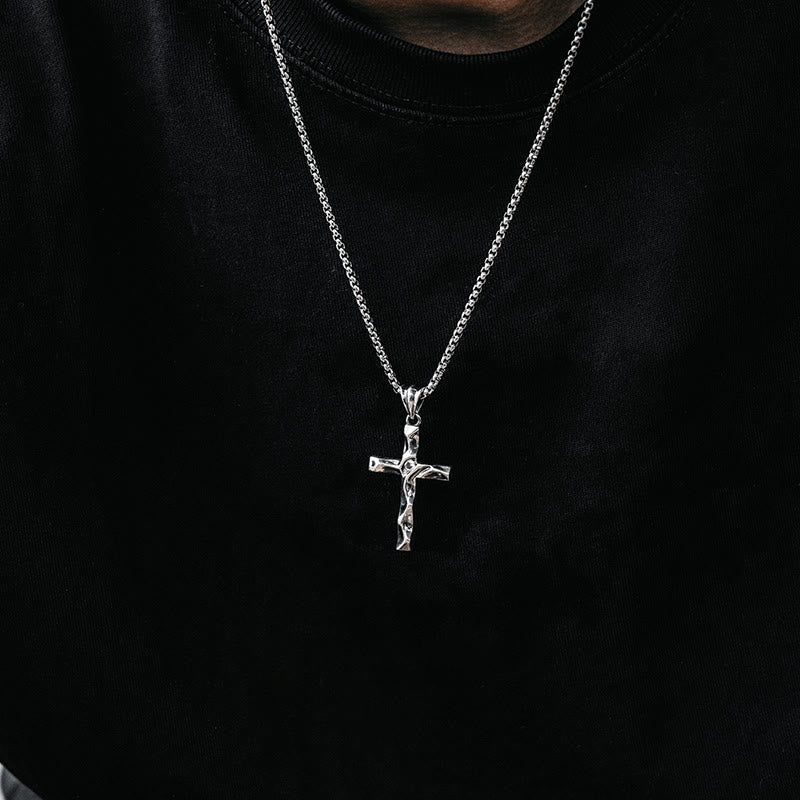 Christianartworkshop Kreuzkette aus 925er Sterlingsilber mit zweifarbigen Zirkonia: Ein Symbol für Eleganz und göttliche Anmut - image 1