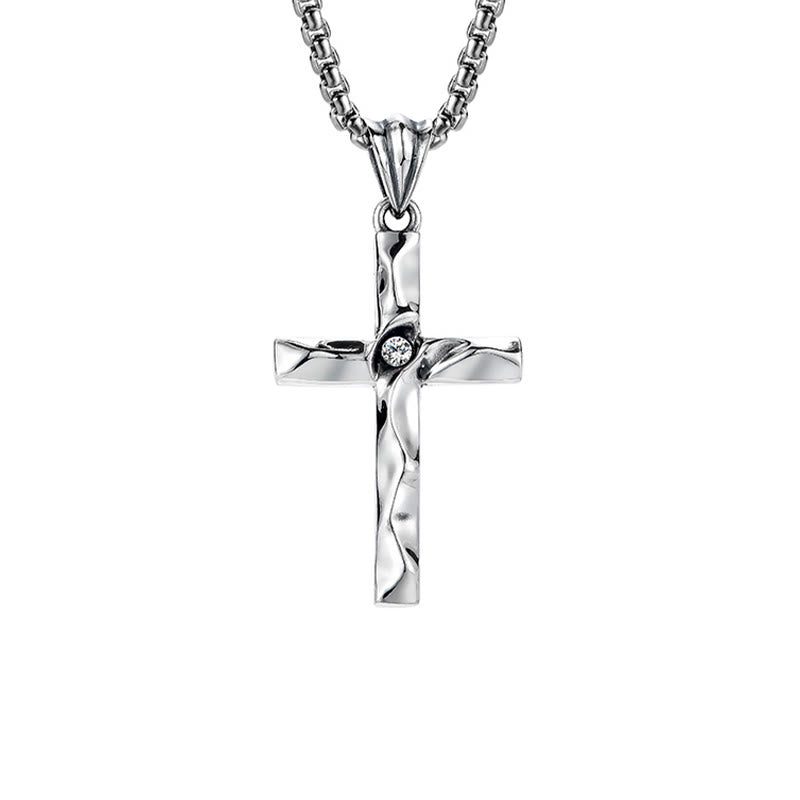 Christianartworkshop 925 Sterling Silber 2 Farben Zirkon Kreuz Halskette: Ein Symbol der Eleganz und göttlichen Gnade - Weiß - image 2