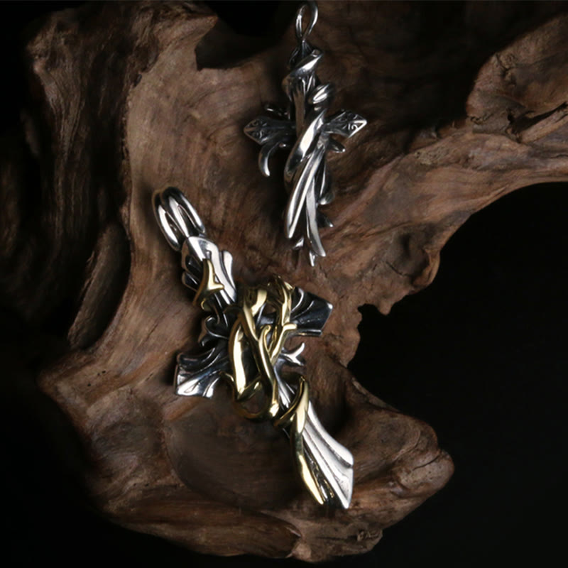 Christianartworkshop 925 Sterling Silber 2-Designs Rankenkreuz-Halskette: Entfessle deine dunkle Seite - image 1