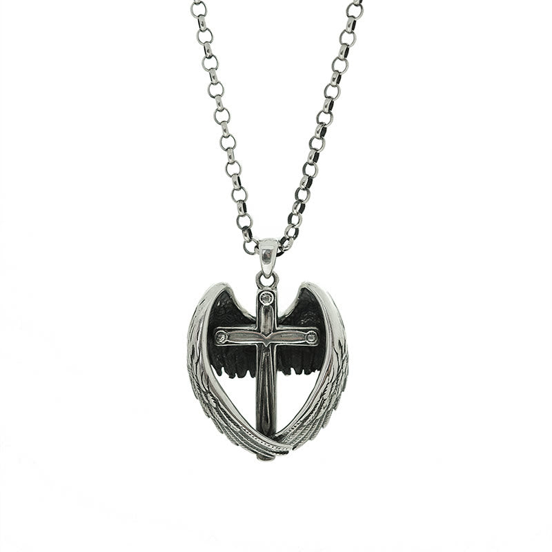 Christianartworkshop Halskette mit Kreuz und Engelsflügeln aus 925er Sterlingsilber: Verkörperung von Glauben und himmlischer Gnade - image 6