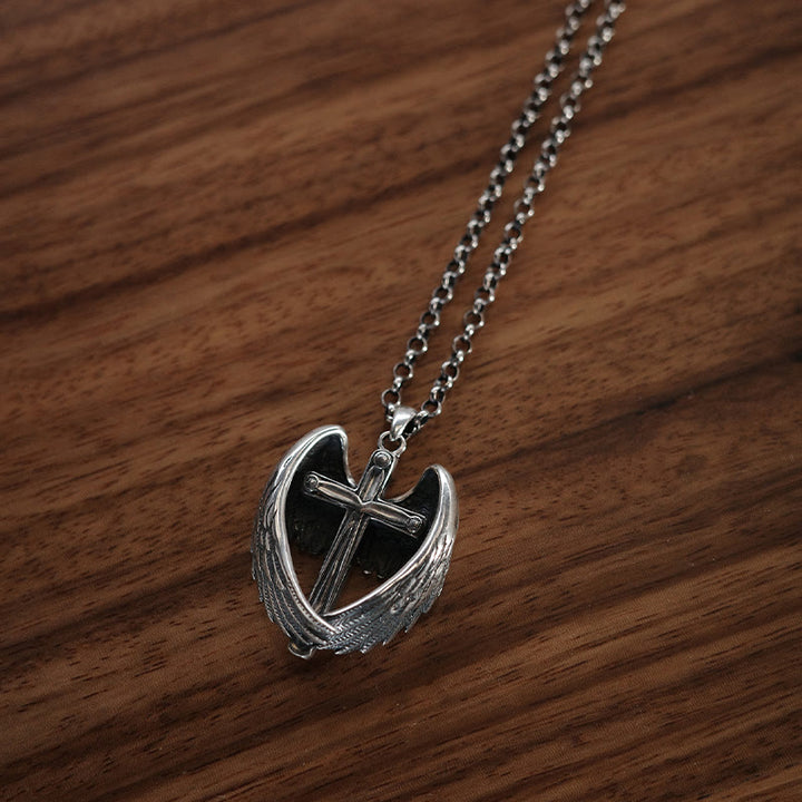 Christianartworkshop Halskette mit Engelsflügeln und Kreuz aus 925er Sterlingsilber: Symbol für Glauben und himmlische Gnade - image 5