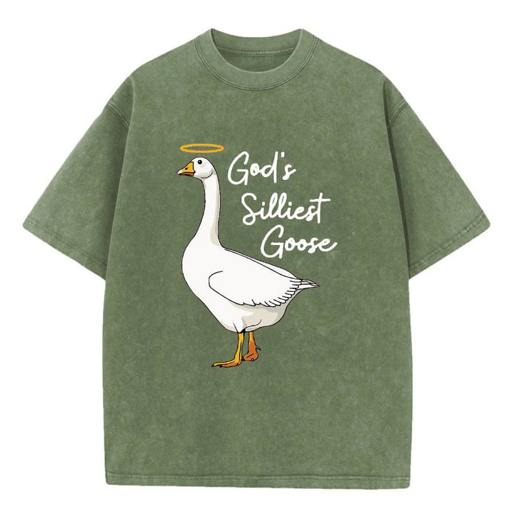 Christianartworkshop Gottes albernste Gans – gewaschenes T-Shirt - Armeegrün - 5XL - image 7