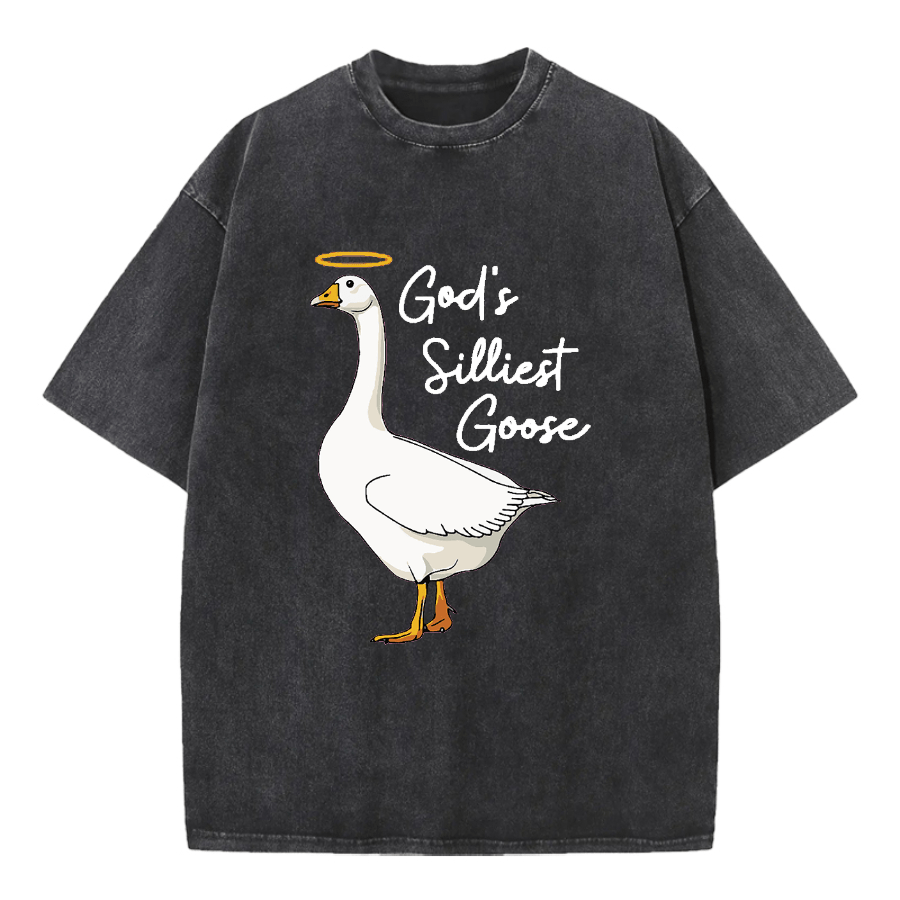 Christianartworkshop Gottes albernste Gans – gewaschenes T-Shirt - Schwarz - 5XL - image 0