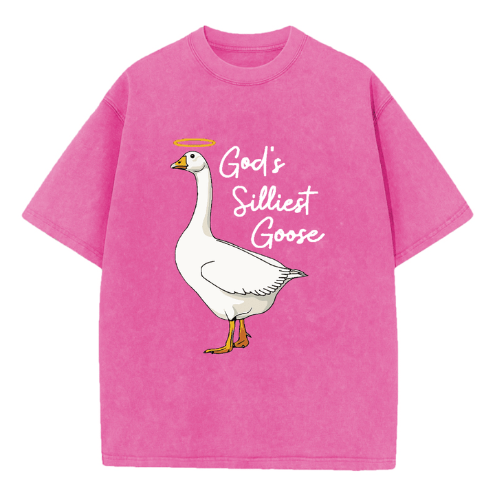 Christianartworkshop Gottes albernste Gans – gewaschenes T-Shirt - Knallpink - 5XL - image 1