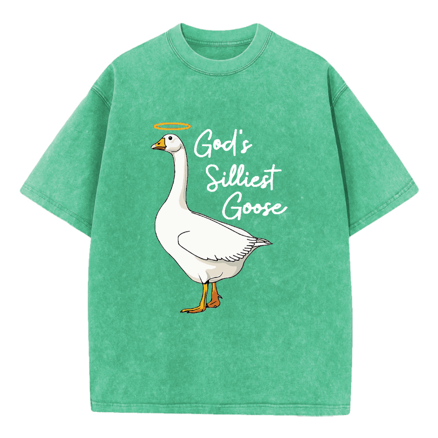 Christianartworkshop Gottes albernste Gans – gewaschenes T-Shirt - Grün - 5XL - image 6