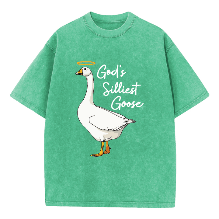 Christianartworkshop Gottes albernste Gans – gewaschenes T-Shirt - Grün - 5XL - image 6
