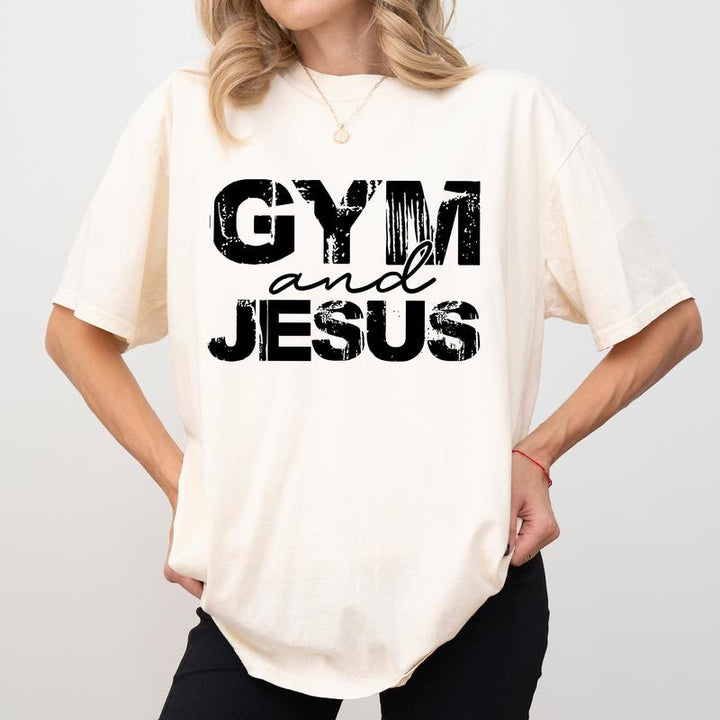 Christianartworkshop Fitnessstudio und Jesus T-Shirt - Beige - 2XL - image 0