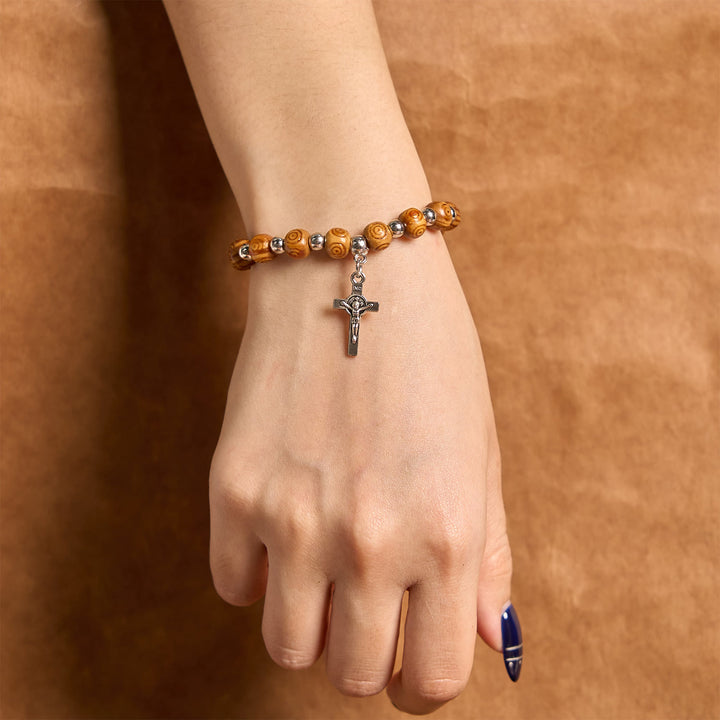 Christianartworkshop Jesus-Ikone, Kruzifix, Rosenarmband: handgefertigter spiritueller Schmuck mit exquisiter Handwerkskunst