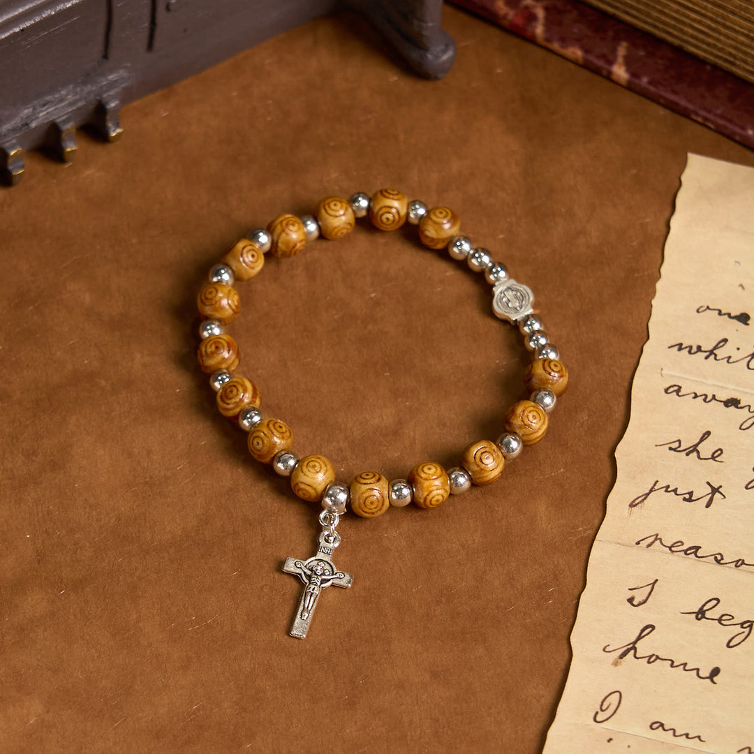 Christianartworkshop Jesus-Ikone, Kruzifix, Rosenarmband: handgefertigter spiritueller Schmuck mit exquisiter Handwerkskunst