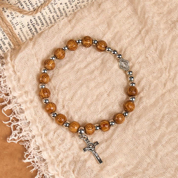 Christianartworkshop Jesus-Ikone, Kruzifix, Rosenarmband: handgefertigter spiritueller Schmuck mit exquisiter Handwerkskunst