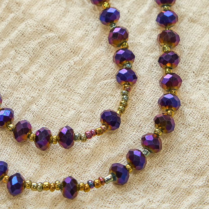 Christianartworkshop Rosenkranz mit Medaille und Kruzifix Unserer Lieben Frau aus 8 mm violetten Glas- und Kristallperlen
