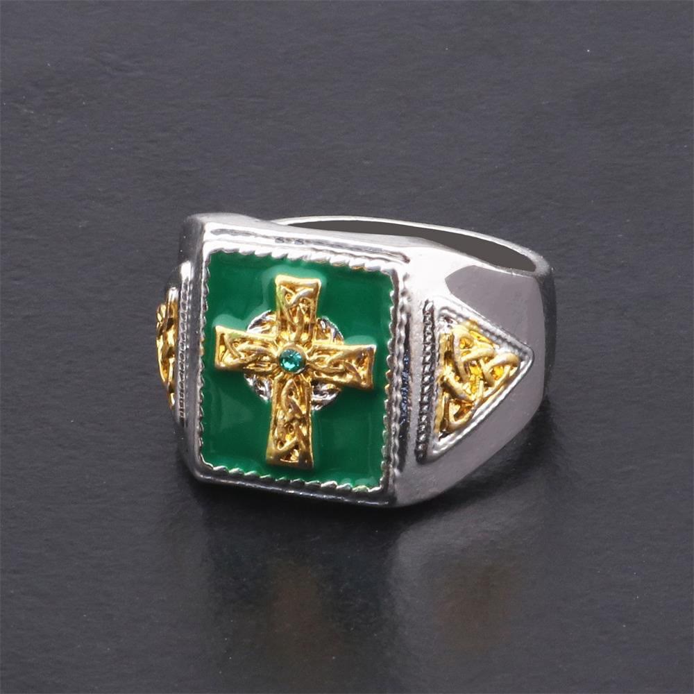 Christianartworkshop Vintage & Klassischer irischer keltischer Segensring mit Kruzifix: Ein Symbol der Eleganz - US10 - image 1