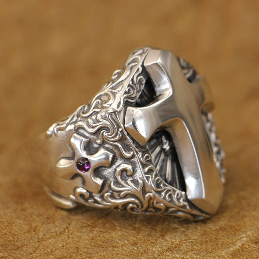 Christianartworkshop Ring mit göttlichem Kreuz, 925er Sterlingsilber – ein Symbol der spirituellen Verbindung - image 4