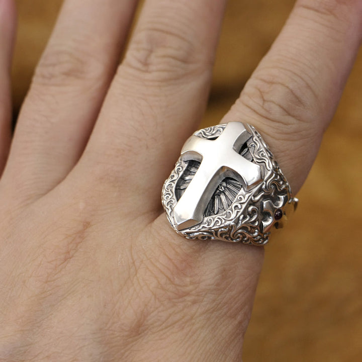 Christianartworkshop Ring aus 925er Sterlingsilber mit göttlichem Kreuz – Ein Symbol spiritueller Verbundenheit - image 1