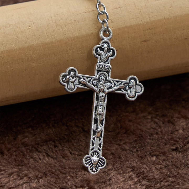 Christianartworkshop GEBETSVOLLER GLAUBE: Handgefertigter Rosenkranz aus lila Blumenperlen mit Geschenkkarte - image 10