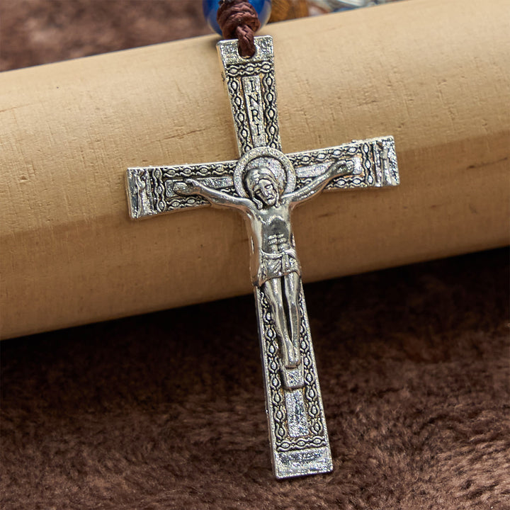 Christianartworkshop GEBETSVOLLER GLAUBE: Handgefertigter Rosenkranz aus goldenem Sandelholz mit Unserer Lieben Frau von Guadalupe - image 6