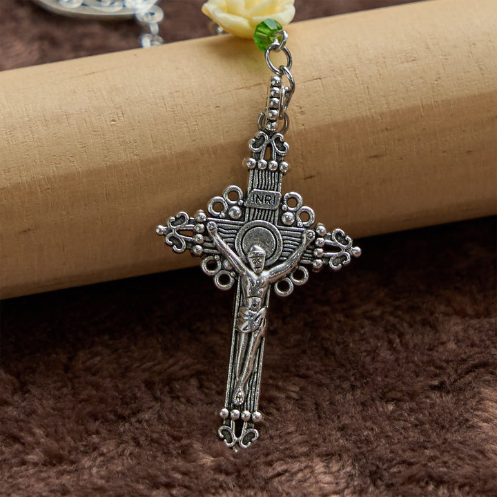 Christianartworkshop Handgefertigter Rosenkranz zur Barmherzigkeit Gottes mit violetten Perlen und Blumen: Ein unverzichtbares Geschenk für Gläubige