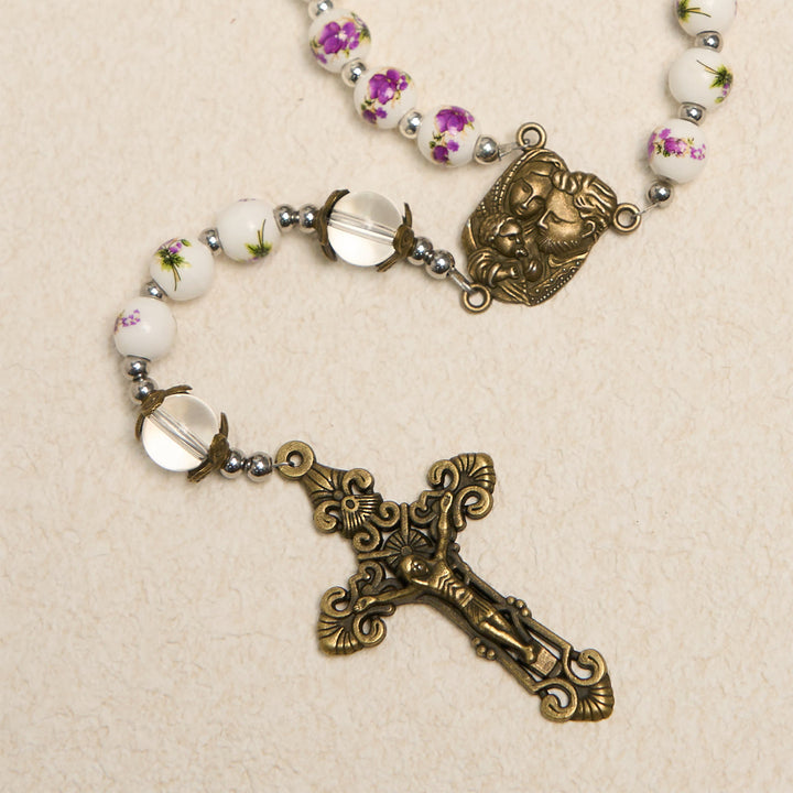 Christianartworkshop „Jesus ist das Geschenk“: Handgemachter Rosenkranz im Violett-Stil mit Geschenkkarte - image 9
