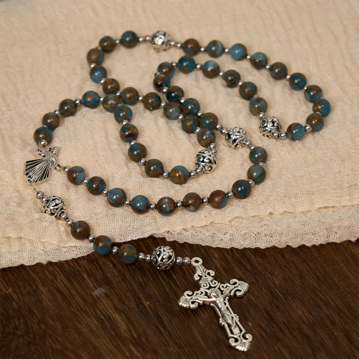 Christianartworkshop Divine – Inspired Lake – Blauer Cloisonné-Rosenkranz: Der spirituelle Anker eines Christen