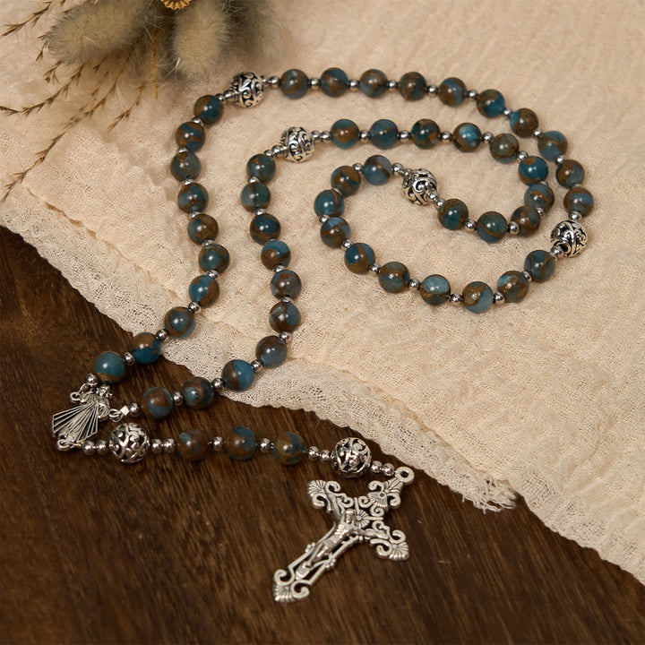 Christianartworkshop Divine – Inspired Lake – Blauer Cloisonné-Rosenkranz: Der spirituelle Anker eines Christen