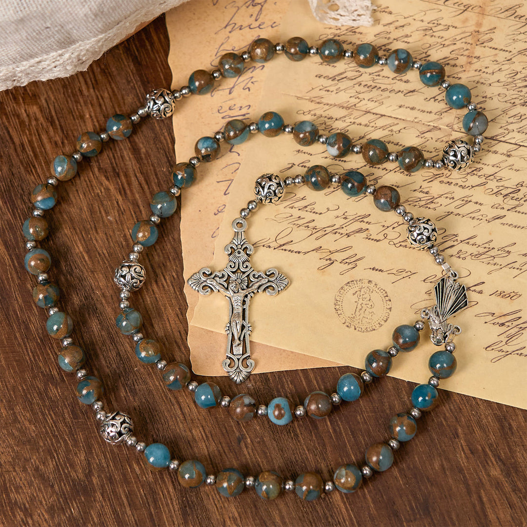 Christianartworkshop Divine – Inspired Lake – Blauer Cloisonné-Rosenkranz: Der spirituelle Anker eines Christen