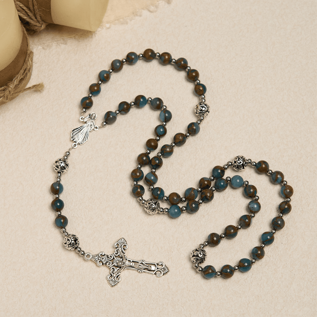 Christianartworkshop Divine – Inspired Lake – Blauer Cloisonné-Rosenkranz: Der spirituelle Anker eines Christen