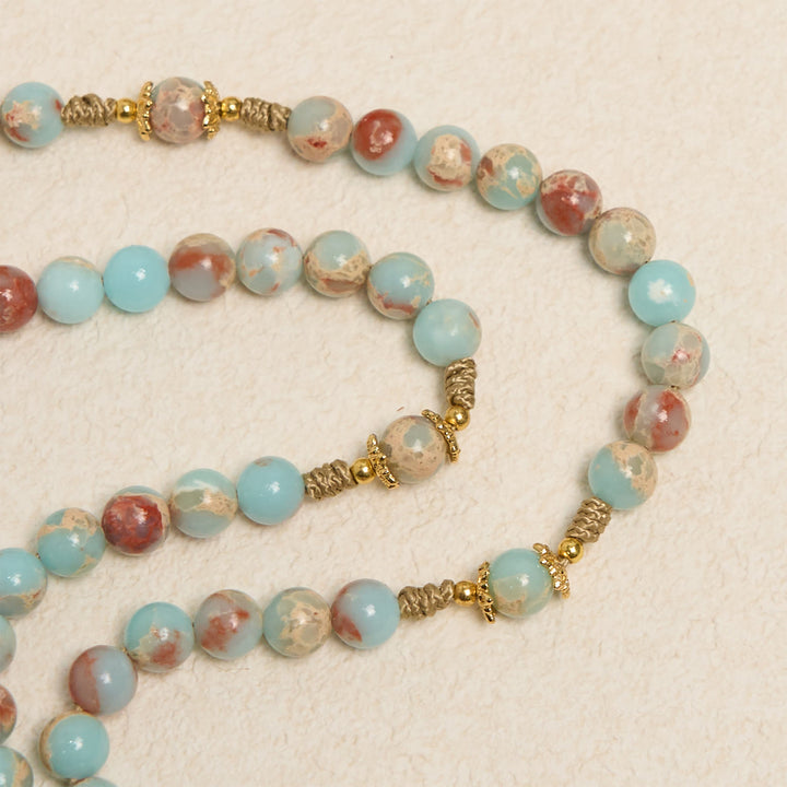Christianartworkshop Aqua Stone Gebetsrosenkranz mit goldenen Akzenten: Eine göttliche Quelle des Friedens und der Hingabe