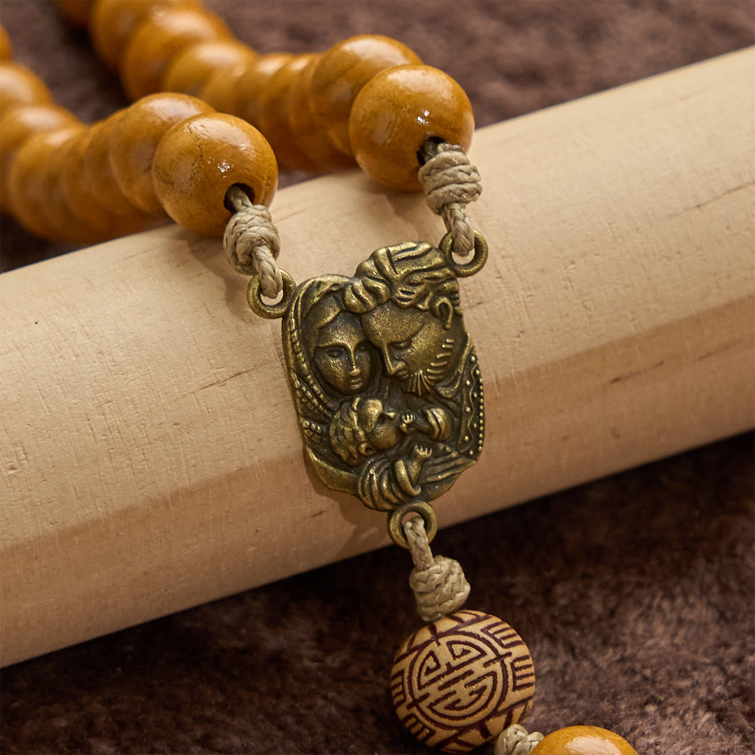 Christianartworkshop Rosenkranz mit Heiliger Familie und Kruzifix aus 10 mm Olivenholzperlen, handgefertigt, für heilige Gebete - image 6