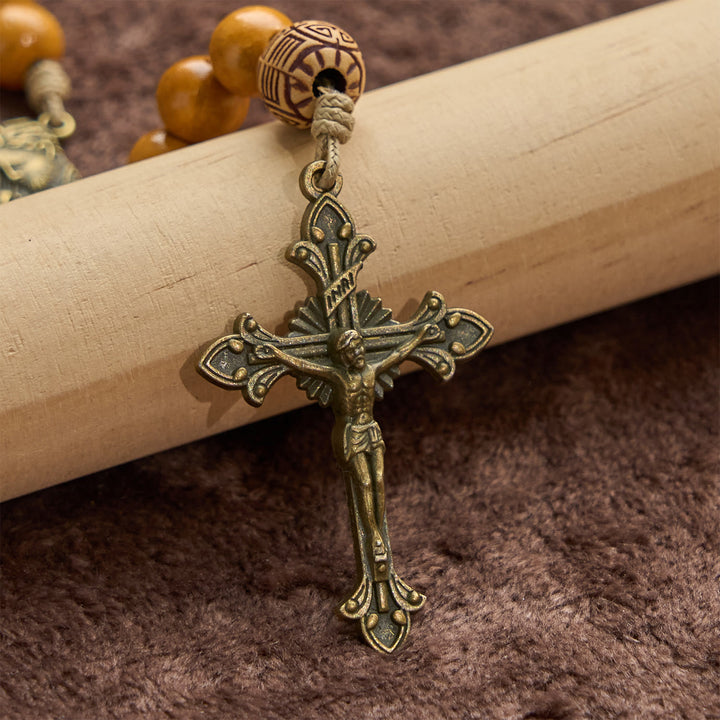 Christianartworkshop Rosenkranz mit Heiliger Familie und Kruzifix aus 10 mm Olivenholzperlen, handgefertigt, für heilige Gebete - image 7