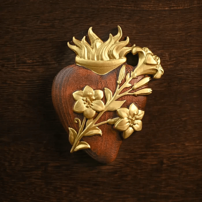 Christianartworkshop Einzigartige geschnitzte christliche Herz-Jesu-Desktop-Ornamente - Umriss in Gold - B - 10 cm - image 1