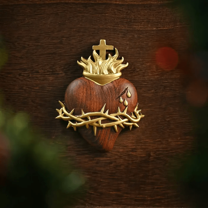 Christianartworkshop Einzigartige geschnitzte christliche Herz-Jesu-Desktop-Ornamente - Umriss in Gold - C - 10 cm - image 2