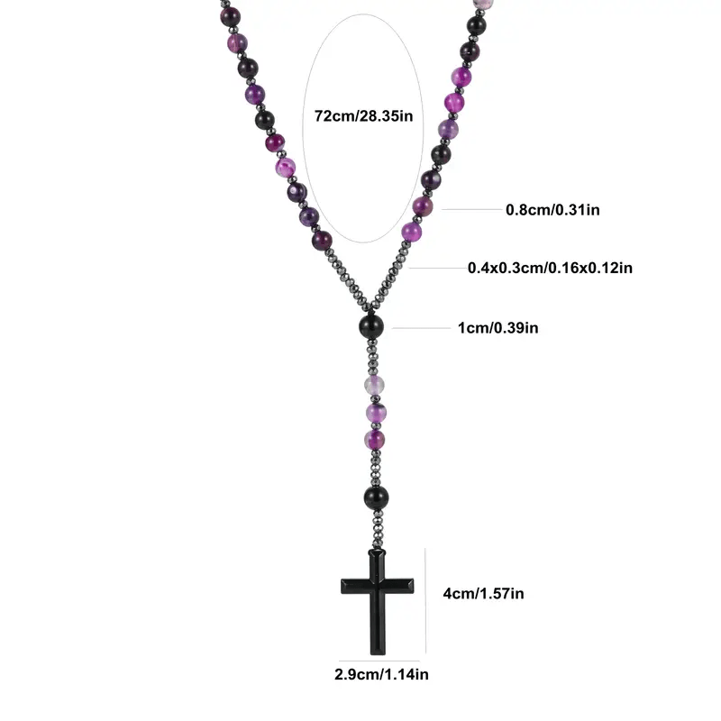 Christianartworkshop Rosenkranzkreuz aus Naturstein, 8 mm, violetter Achat - image 4