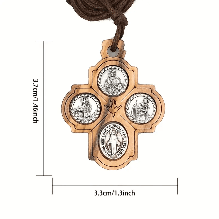 Christianartworkshop Klassische Halskette aus Olivenholz mit Vier-Wege-Kreuz: Ein seltenes und heiliges Zeichen des Glaubens - image 5