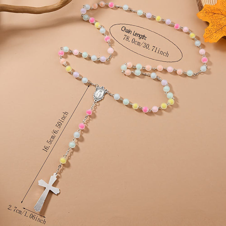 Christianartworkshop Rosenkranz mit wundertätigen Medaillen und Kruzifix, mattierte farbige Perlen - image 3