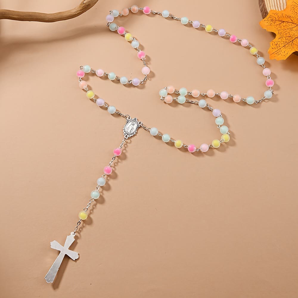 Christianartworkshop Rosenkranz mit wundertätigen Medaillen und Kruzifix, mattierte farbige Perlen - image 2