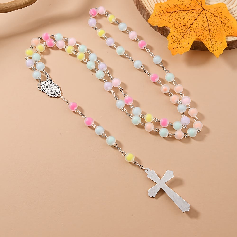 Christianartworkshop Rosenkranz mit wundertätigen Medaillen und Kruzifix, mattierte farbige Perlen - image 3