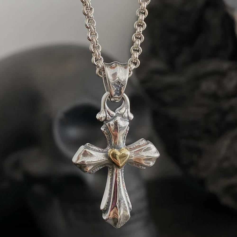 Christianartworkshop Halskette aus 925er Sterlingsilber im Vintage-Stil mit Anhängern mit Maria und Kreuz: Symbol des Glaubens und der Hingabe - Kreuzen - image 1
