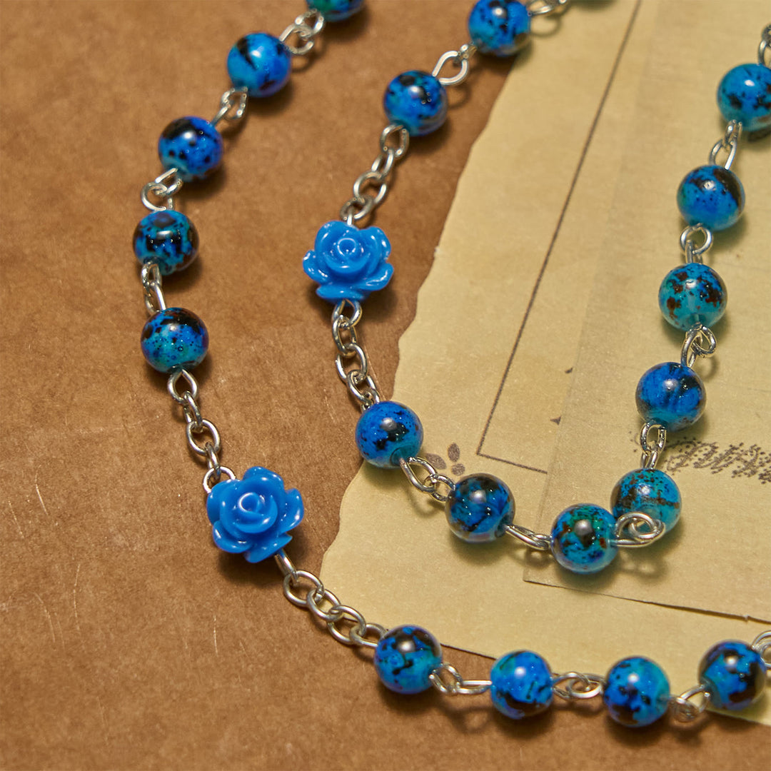 Christianartworkshop Rosenkranz mit königsblauen Steinperlen und der wundertätigen Medaille und Kruzifix - image 3