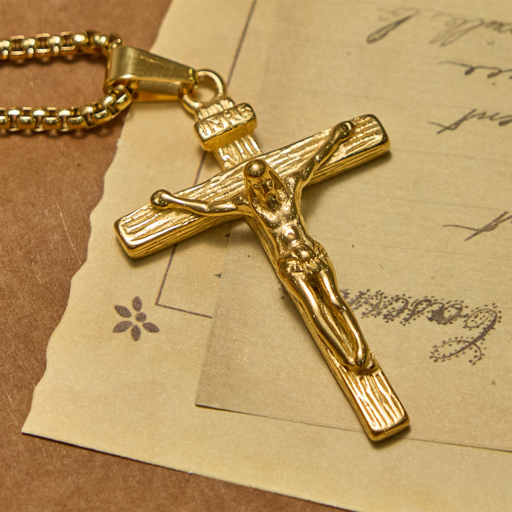 Christianartworkshop Halskette mit 3-farbigem Kruzifix-Anhänger: Göttliches Amulett des Glaubens