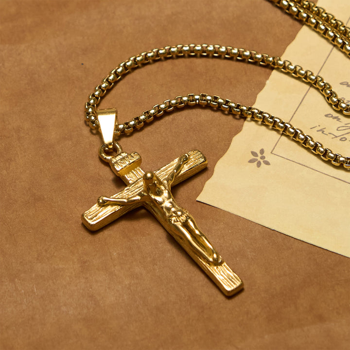 Christianartworkshop Halskette mit 3-farbigem Kruzifix-Anhänger: Göttliches Amulett des Glaubens