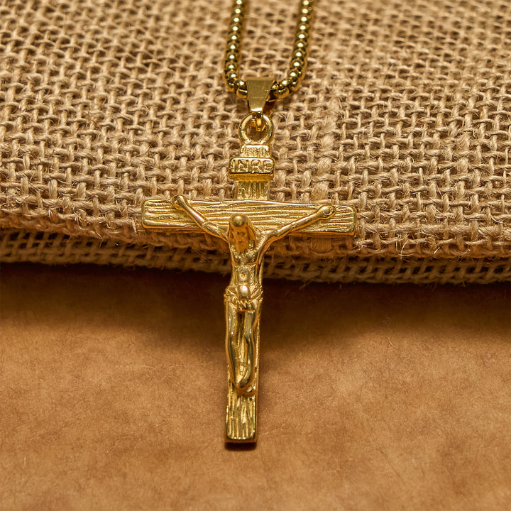 Christianartworkshop Halskette mit 3-farbigem Kruzifix-Anhänger: Göttliches Amulett des Glaubens