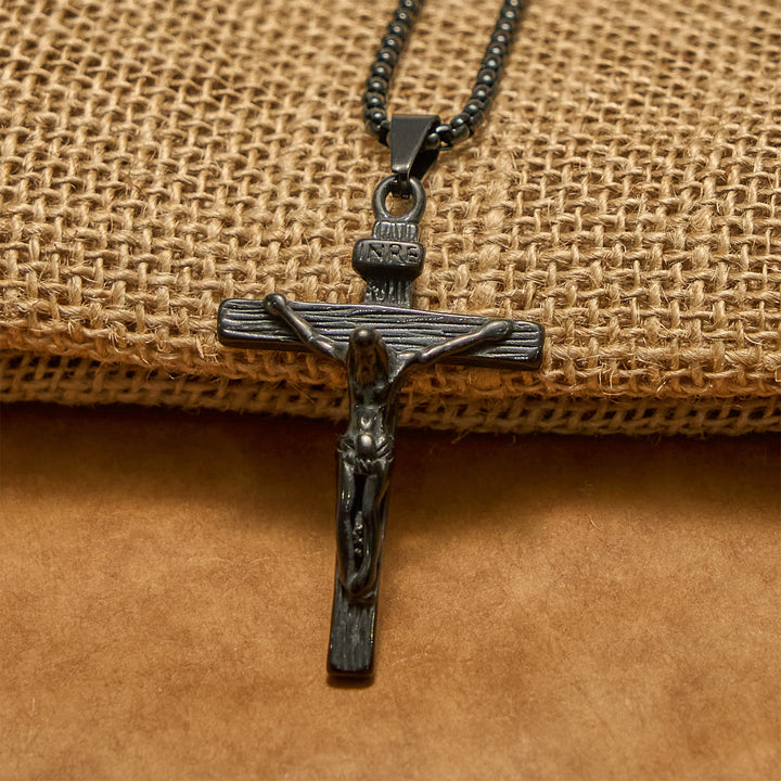 Christianartworkshop Halskette mit 3-farbigem Kruzifix-Anhänger: Göttliches Amulett des Glaubens