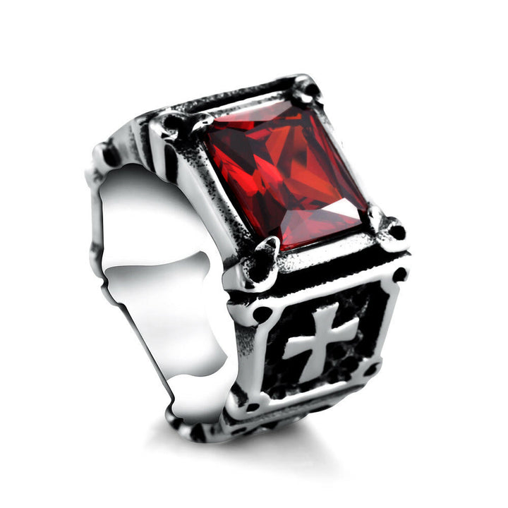 Christianartworkshop Roter und schwarzer Edelsteinkreuz-Partnerring: Ein Symbol für Glauben und Stil - image 13