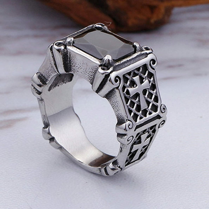 Christianartworkshop Rotes und schwarzes Edelsteinkreuz – Verzierter Paarring: Ein Symbol für Glauben und Stil - image 5