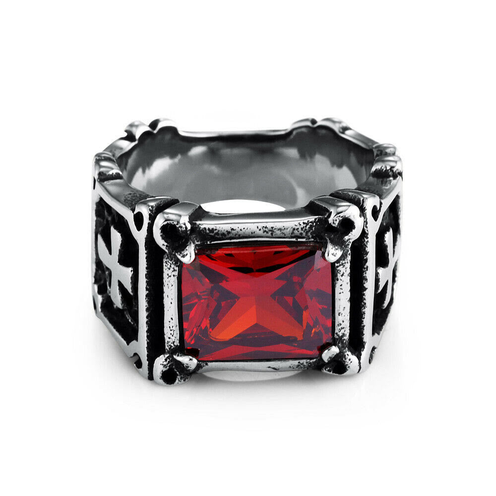 Christianartworkshop Roter und schwarzer Edelsteinkreuz-Partnerring: Ein Symbol für Glauben und Stil - image 14