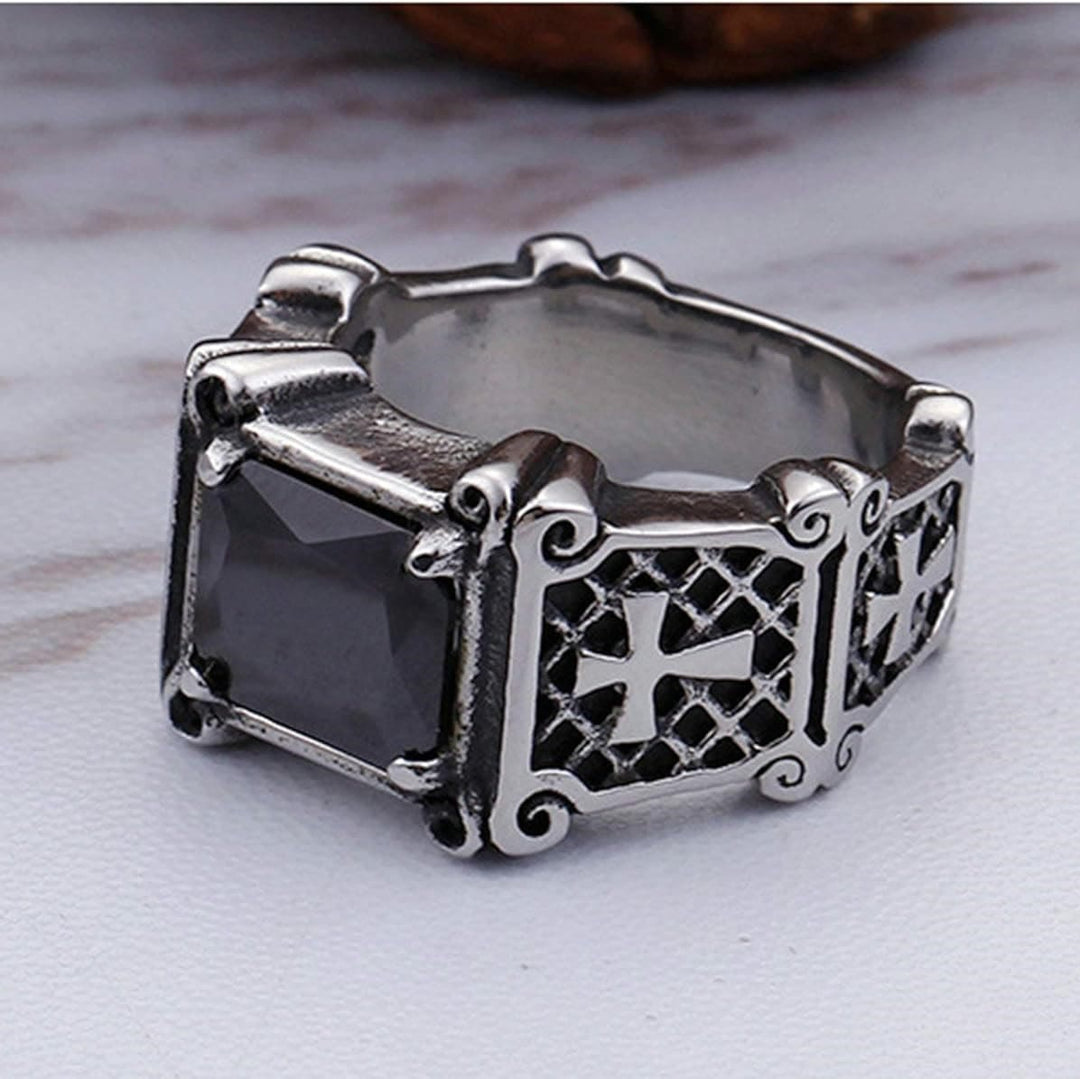 Christianartworkshop Rotes und schwarzes Edelsteinkreuz – Verzierter Paarring: Ein Symbol für Glauben und Stil - image 12