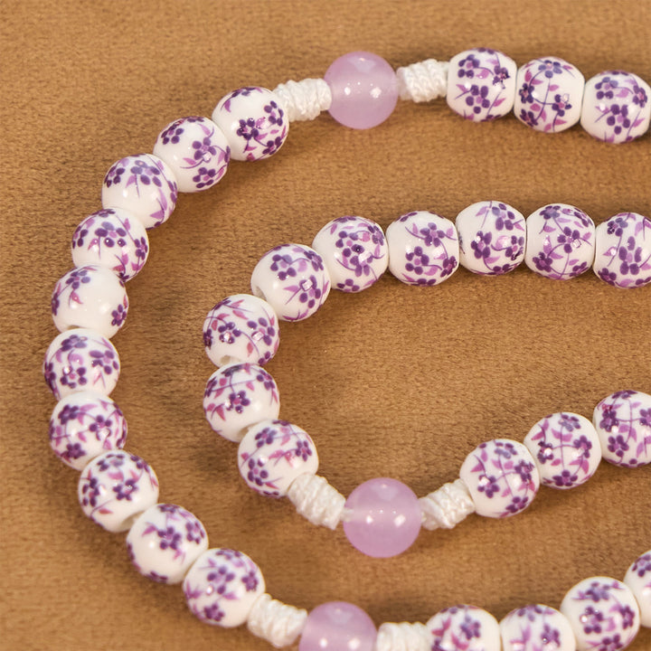 Christianartworkshop Wundertätige Medaille und Kreuz aus 8 mm Blumen-Keramikperlen, handgefertigter Rosenkranz für heilige Gebete - image 7