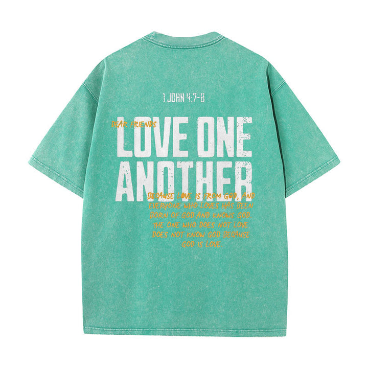 Christianartworkshop Unisex-T-Shirt mit Aufschrift „Love One Another“, gewaschen - Grün - 5XL - image 17